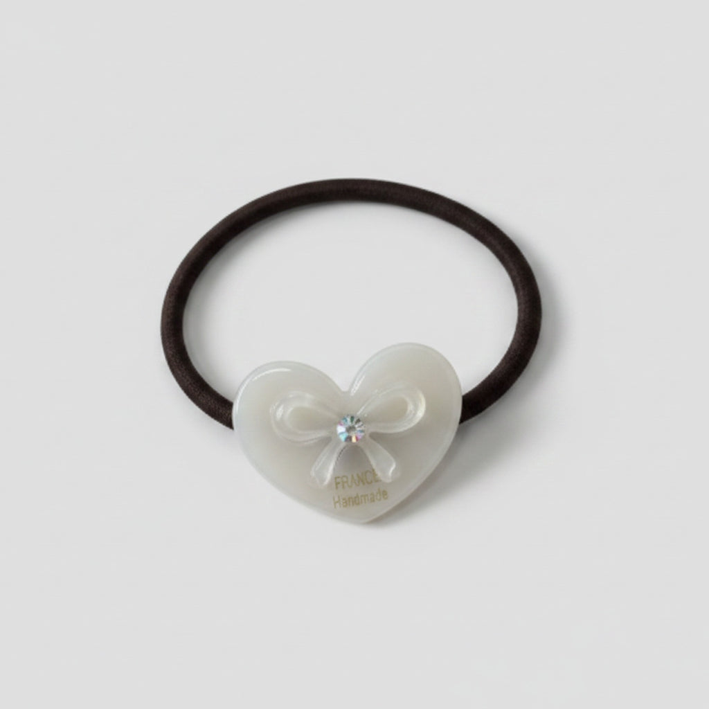 Heart-Shaped Hair Tie With Bow Charm