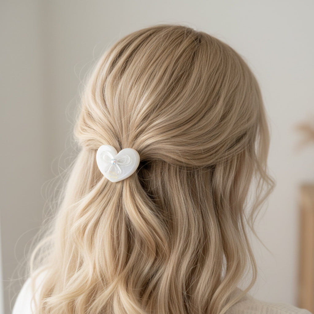 Heart-Shaped Hair Tie With Bow Charm