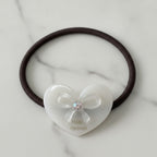 Heart-Shaped Hair Tie With Bow Charm – hair accessories (view 1)