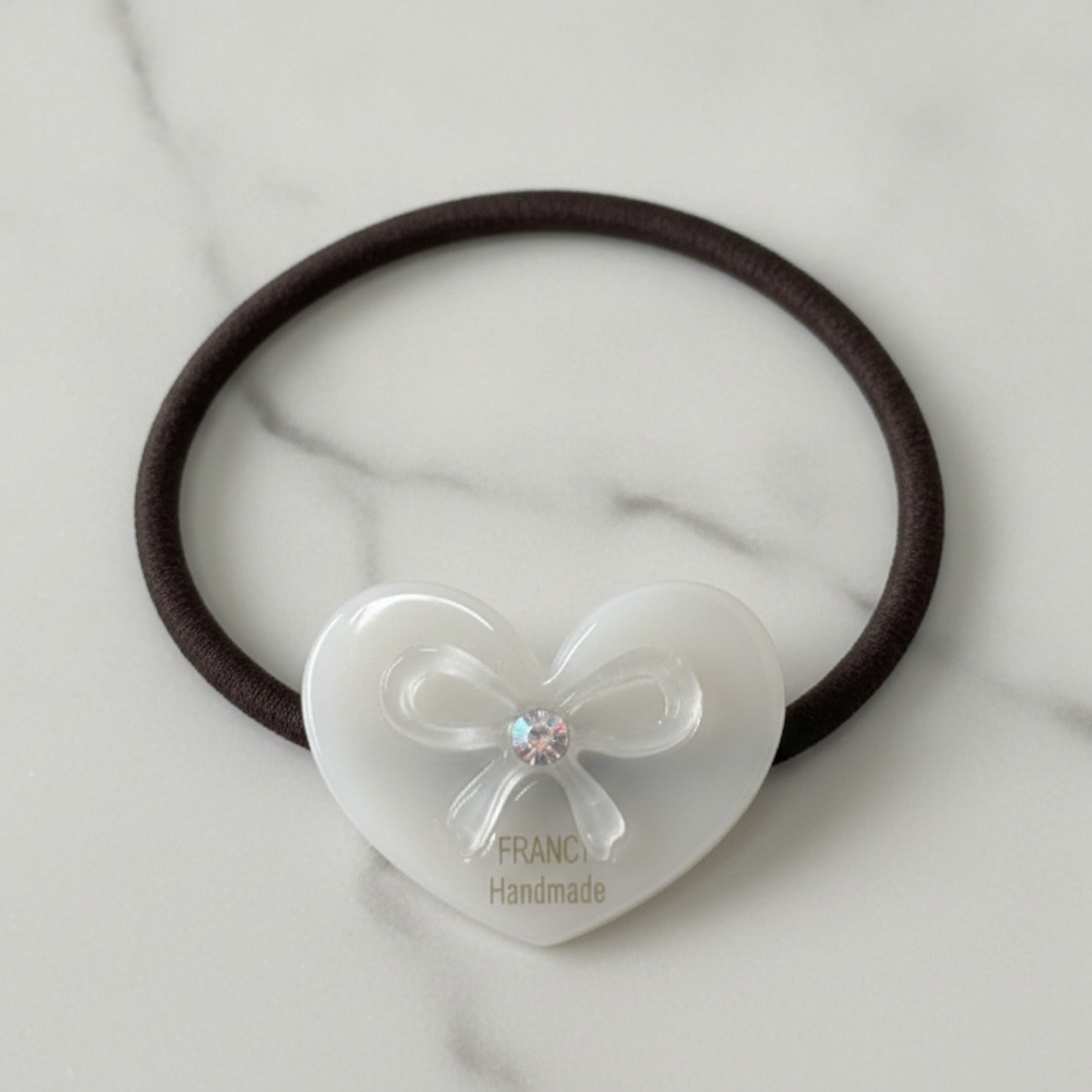 Heart-Shaped Hair Tie With Bow Charm