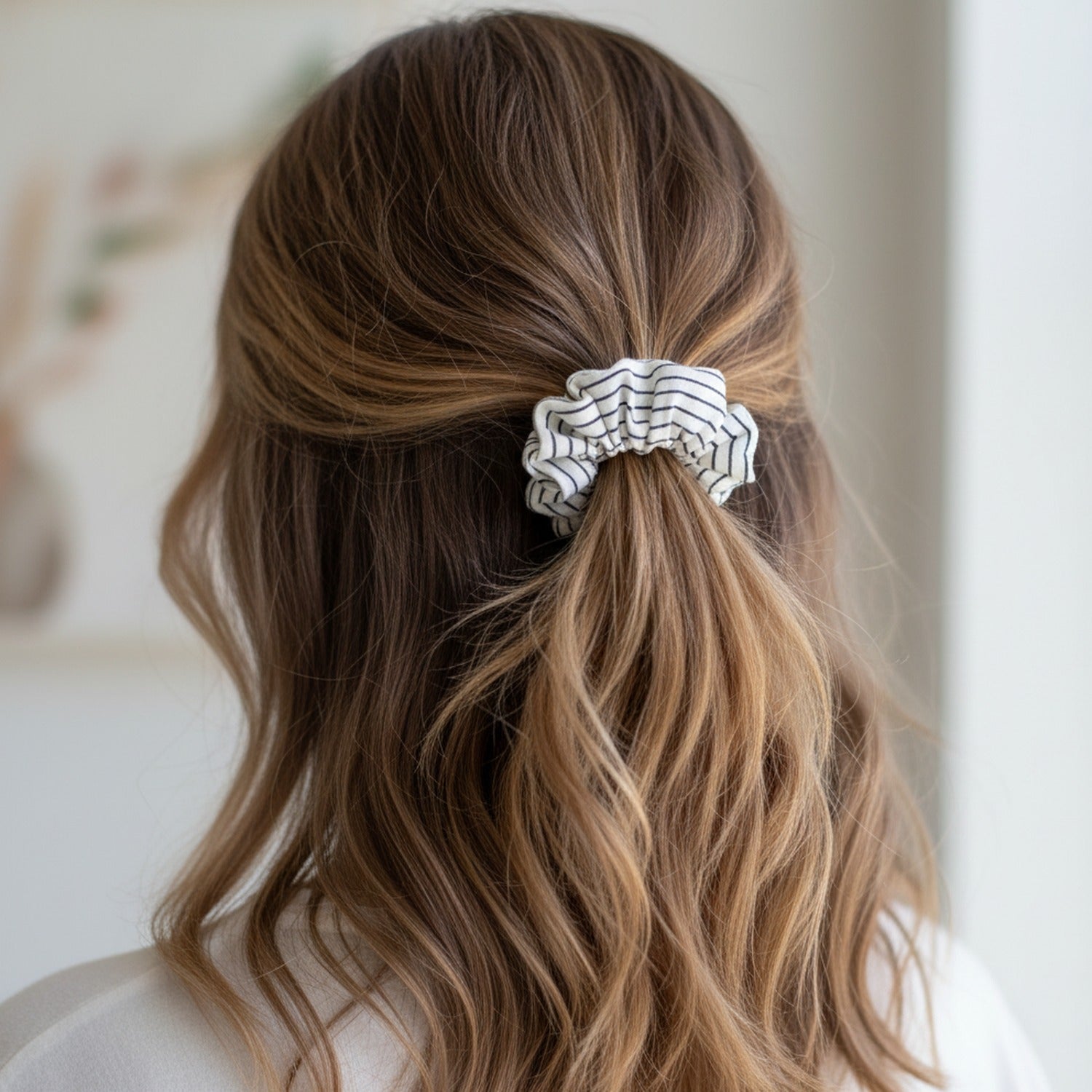 Zebra Striped Ruched Scrunchie Hair Tie