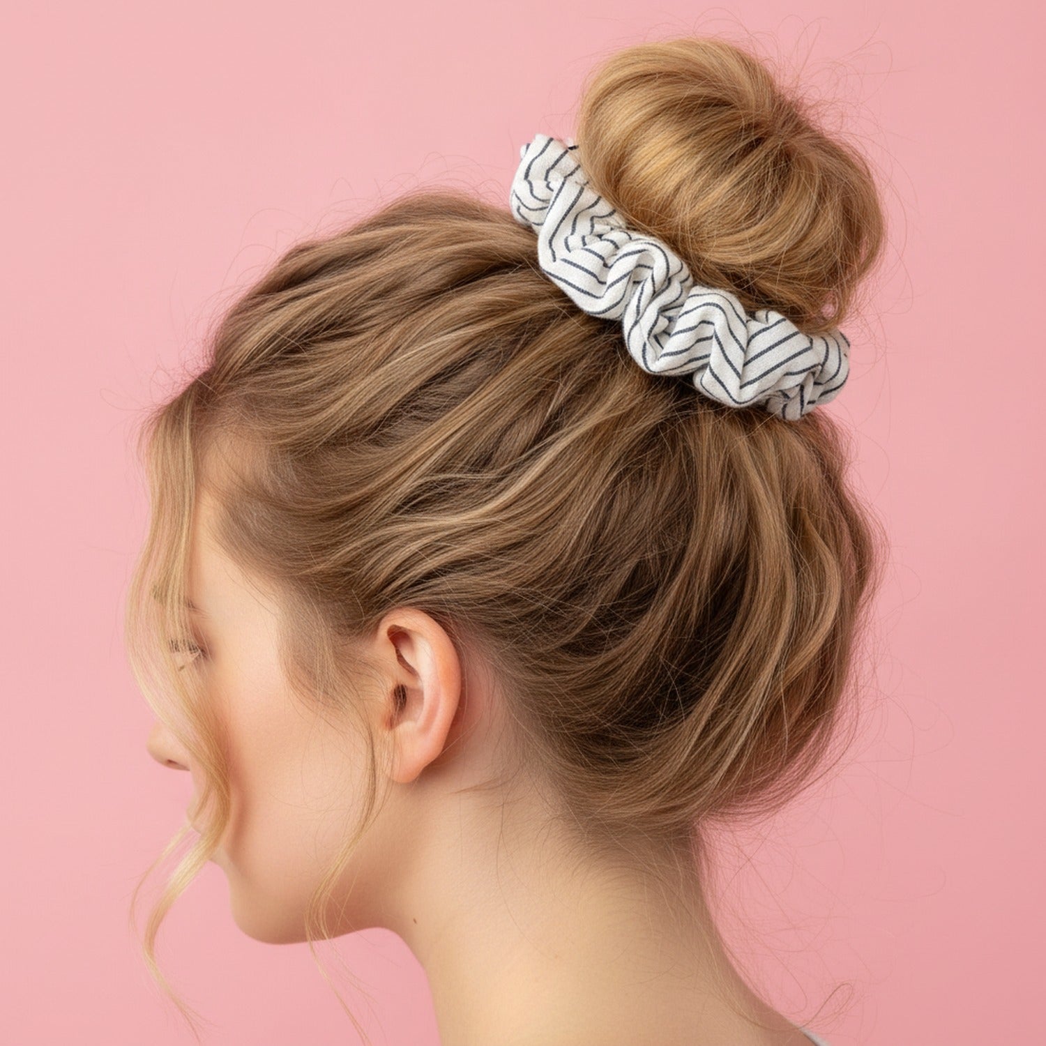 Zebra Striped Ruched Scrunchie Hair Tie