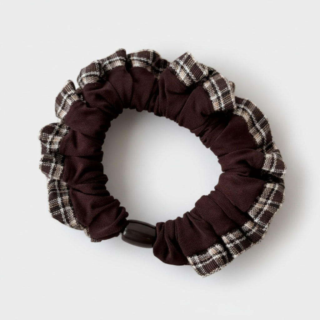 Plaid Scrunchie Brown Checkered Hair Tie