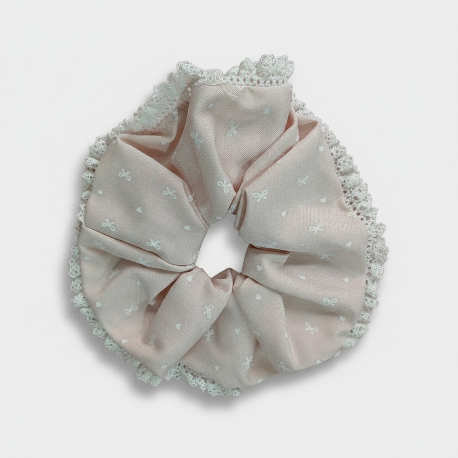 Lace Ruched Scrunchie With Delicate Bow Detail