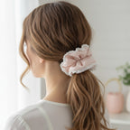 Lace Ruched Scrunchie With Delicate Bow Detail