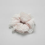 Lace Flower Hair Scrunchie Pink And White – hair accessories (view 1)