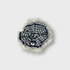 Plaid Scrunchie With Cream Lace Trim