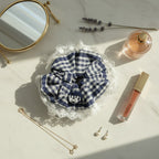 Plaid Scrunchie With Cream Lace Trim – hair accessories (view 2)
