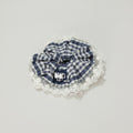 Plaid Scrunchie With Cream Lace Trim – hair accessories (view 1)