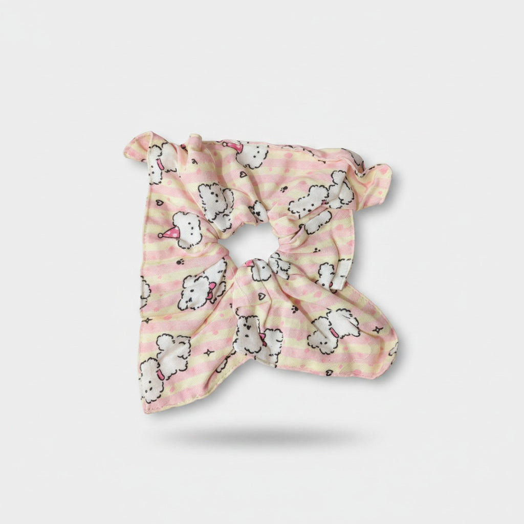 Pastel Cloud Scrunchie With Stars And Hearts