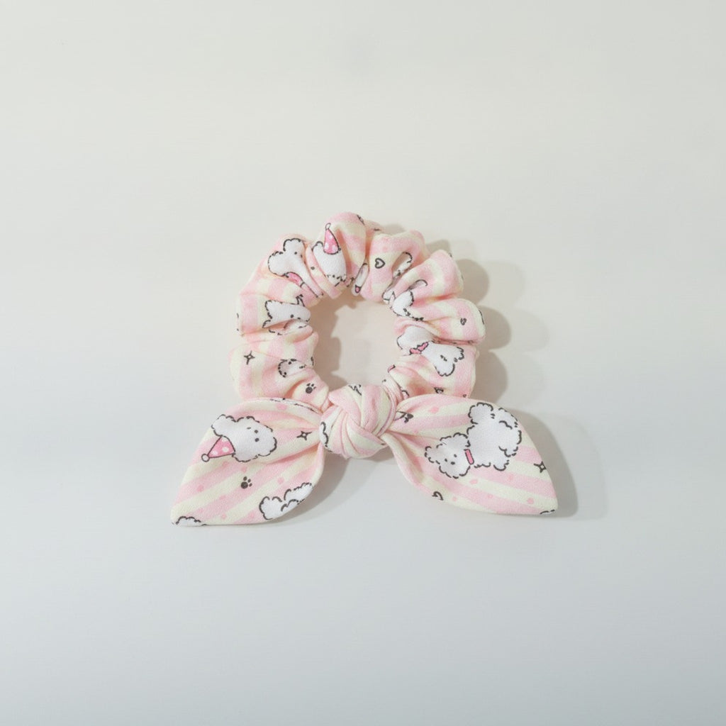 Striped Puppy Print Hair Scrunchie – hair accessories (view 1)
