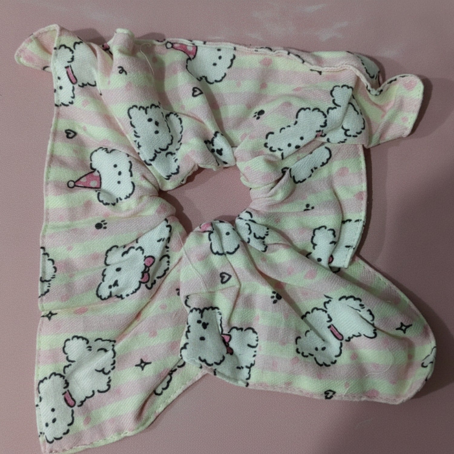Pastel Cloud Scrunchie With Stars And Hearts