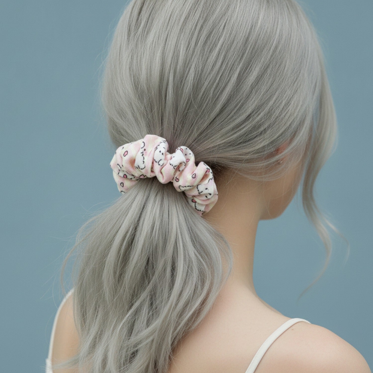 Pastel Cloud Scrunchie With Stars And Hearts