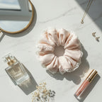 Lace Silk Scrunchie With Pearl Details – hair accessories (view 3)