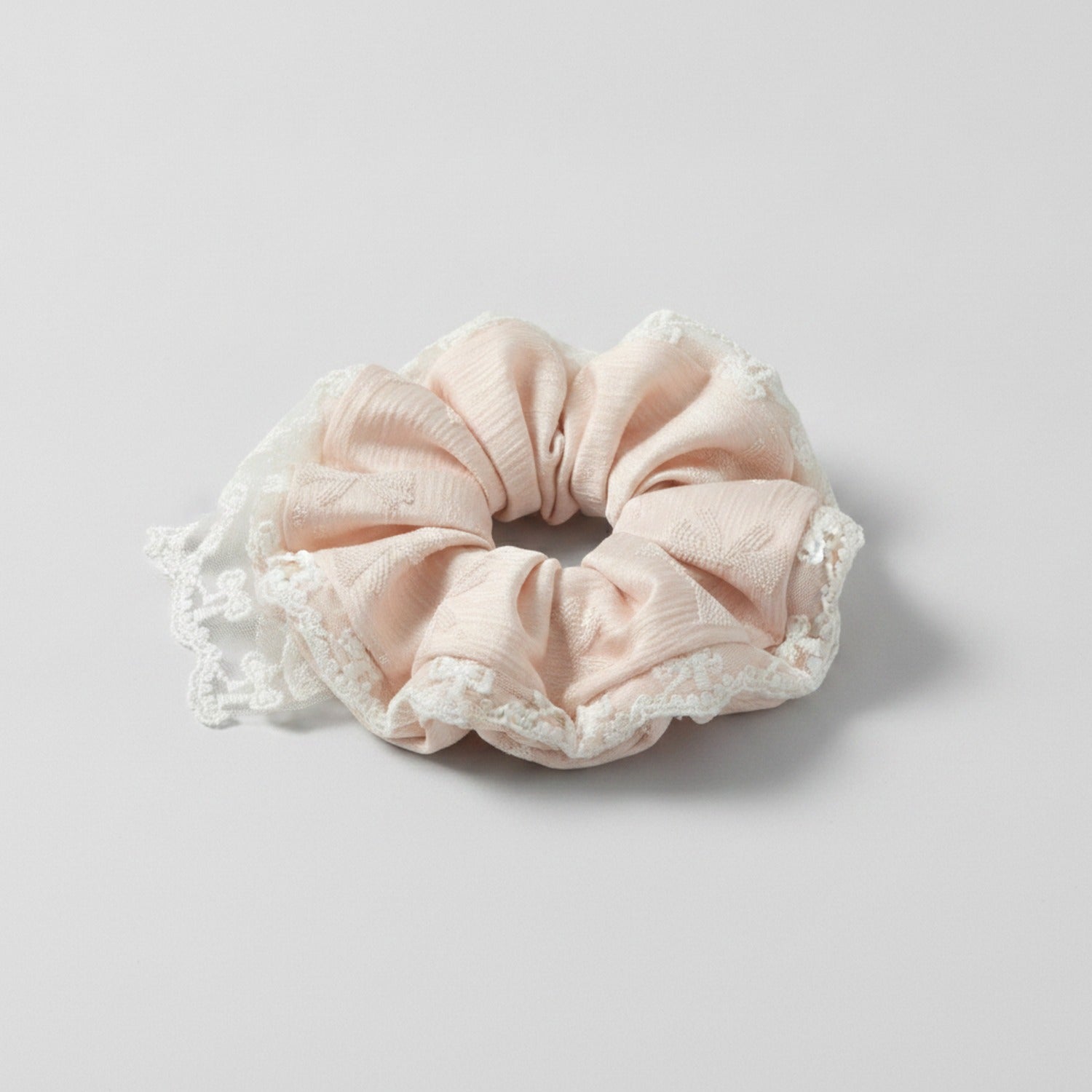 Lace Silk Scrunchie With Pearl Details