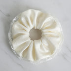 Cream Lace Scrunchie With Pearl Detail – hair accessories (view 2)