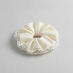 Cream Lace Scrunchie With Pearl Detail – hair accessories (view 1)