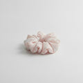 Pink Gingham Floral Embroidered Bow Scrunchie – hair accessories (view 1)