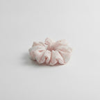 Pink Gingham Floral Embroidered Bow Scrunchie – hair accessories (view 1)