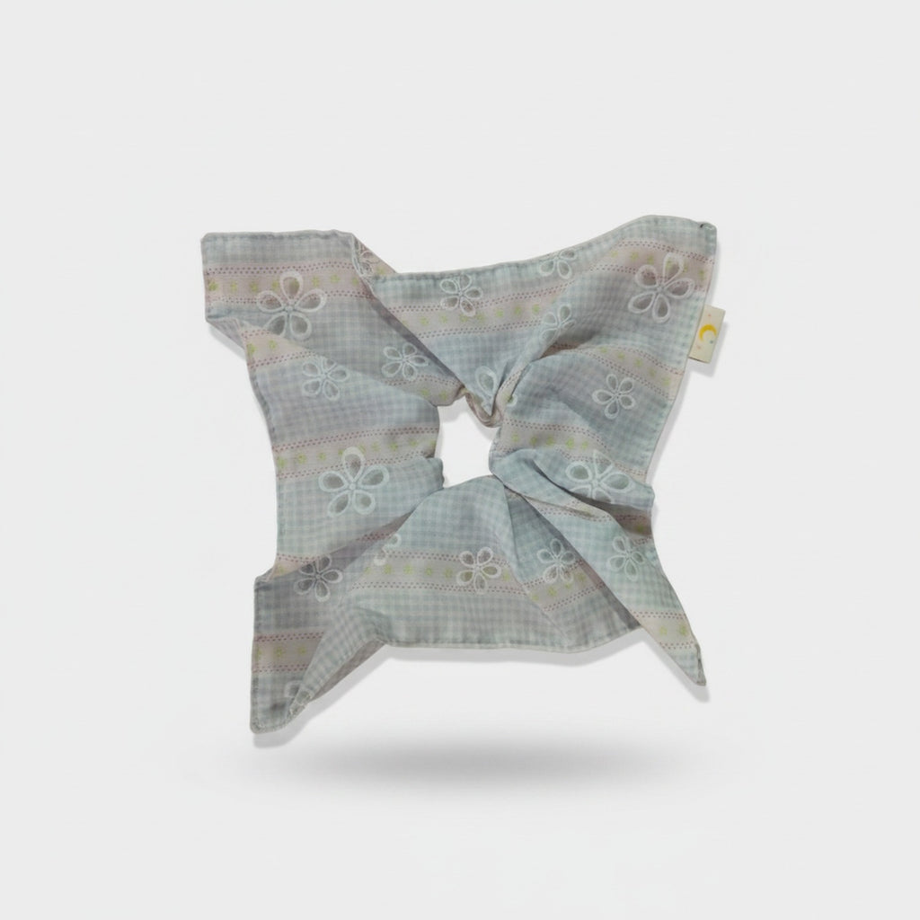 Floral Butterfly Hair Bow Scrunchie Mint Gingham