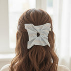 Floral Butterfly Hair Bow Scrunchie Mint Gingham