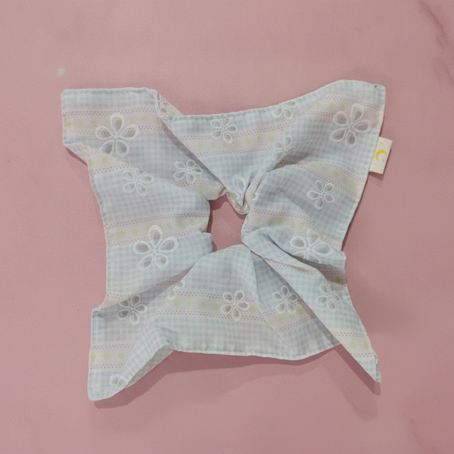 Floral Butterfly Hair Bow Scrunchie Mint Gingham