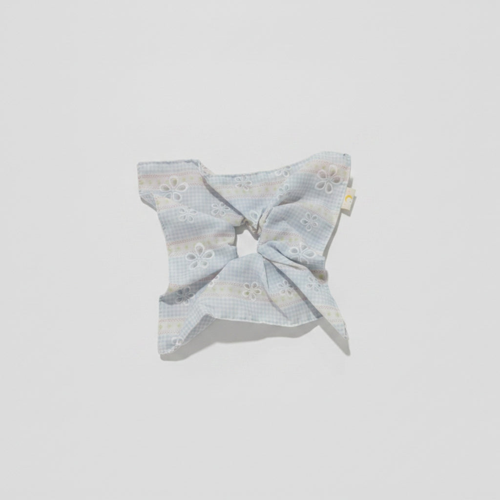 Floral Butterfly Hair Bow Scrunchie Mint Gingham – hair accessories (view 1)