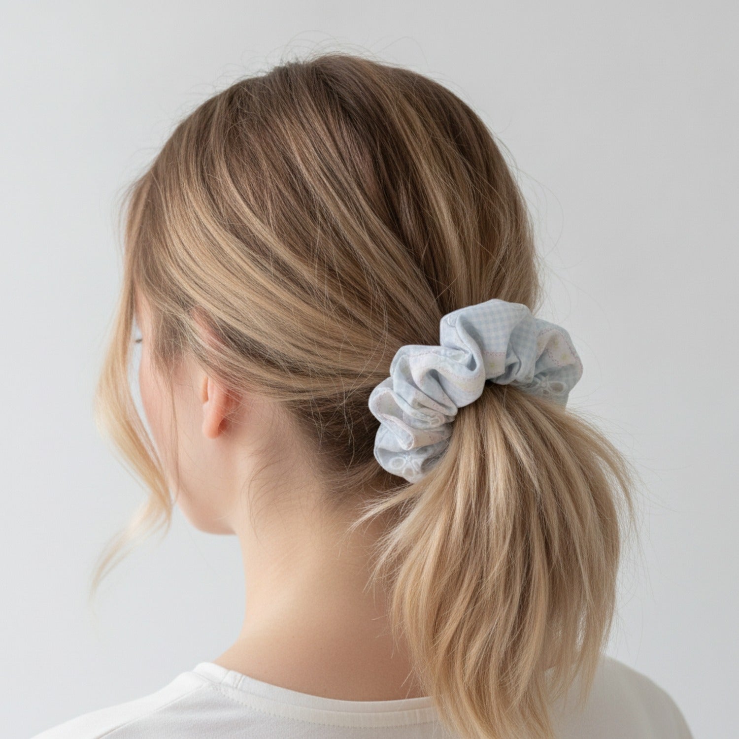Floral Butterfly Hair Bow Scrunchie Mint Gingham