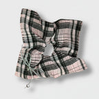 Plaid Hair Scrunchie With Heart Charm