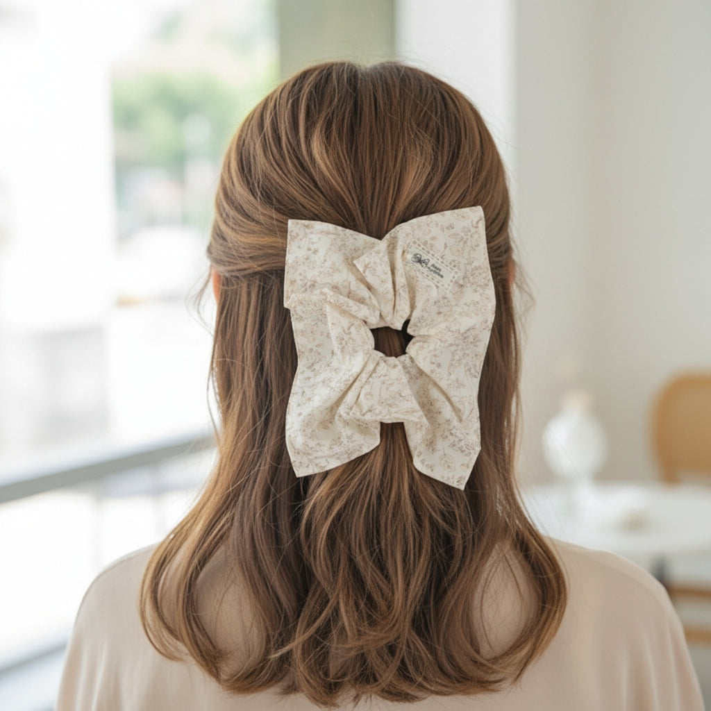 Floral Print Bow Hair Tie Scrunchie