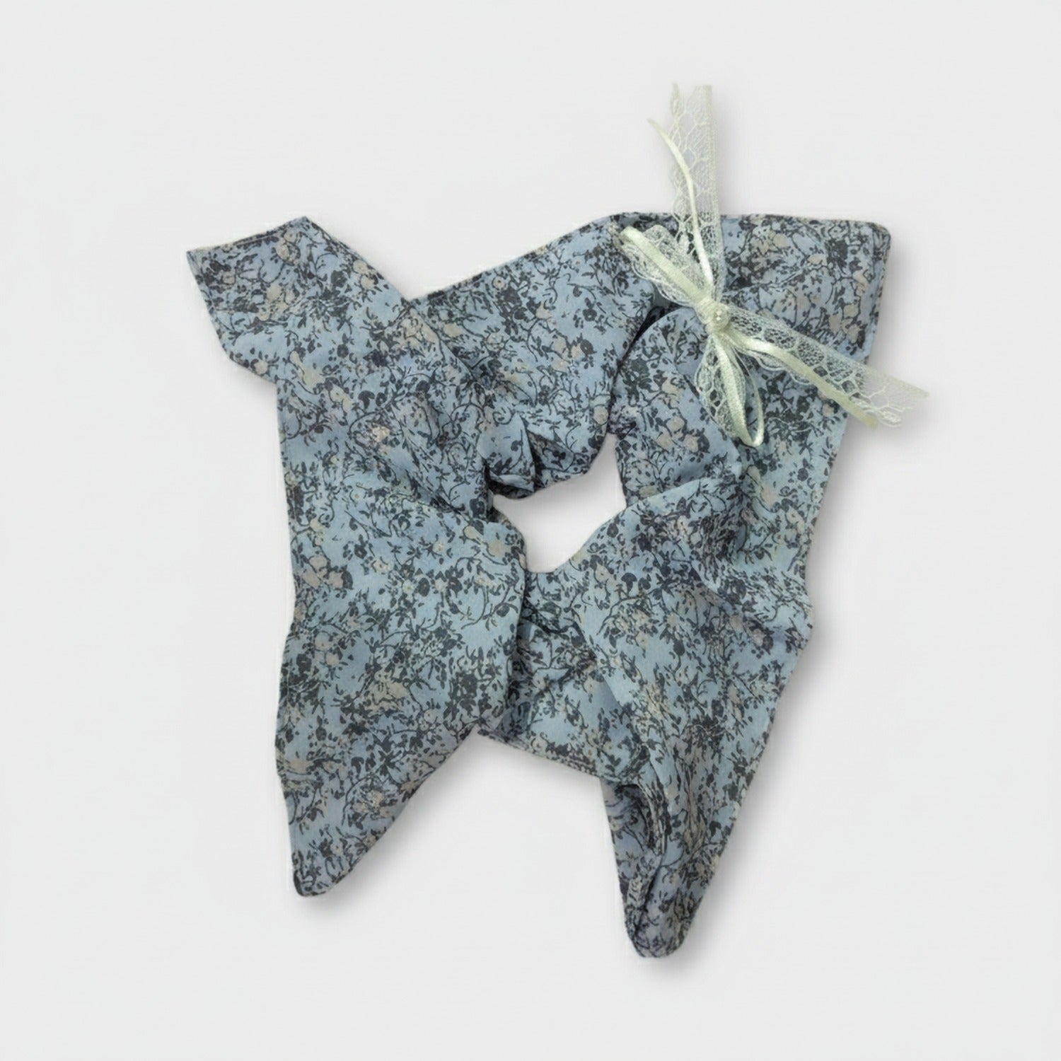 Butterfly Hair Bow Scrunchie Blue Floral