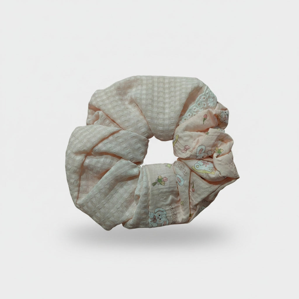 Quilted Floral Scrunchie Set Pastel Pink