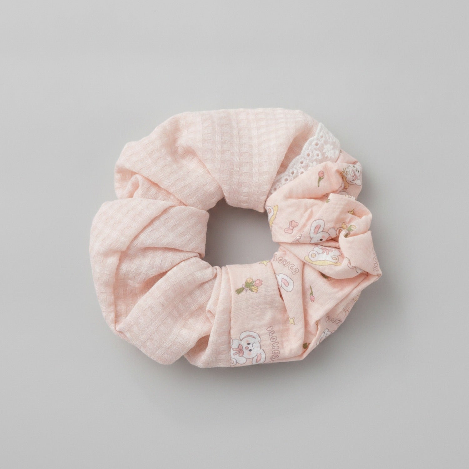 Quilted Floral Scrunchie Pastel Pink
