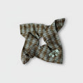 Plaid Bow Hair Tie With Floral Charm