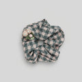Checkered Scrunchie With Pearl Flower Charm