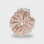 Lace Ruffle Pink Textured Hair Scrunchie