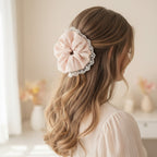 Lace Ruffle Pink Textured Hair Scrunchie