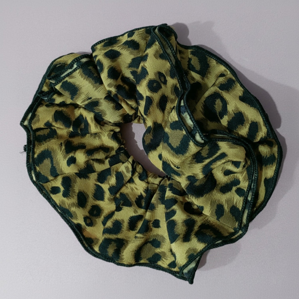 Leopard Print Velvet Hair Scrunchie