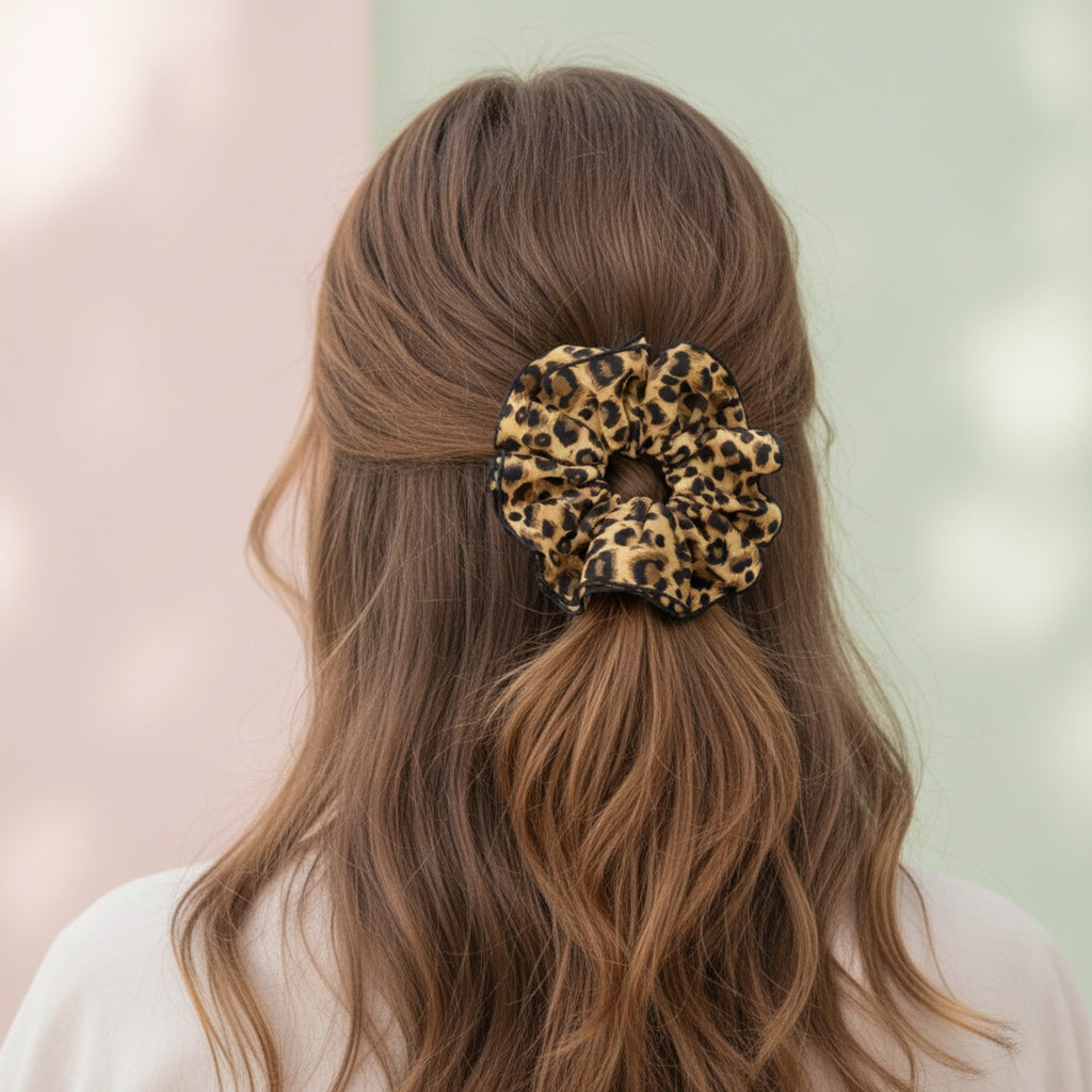 Leopard Print Velvet Hair Scrunchie