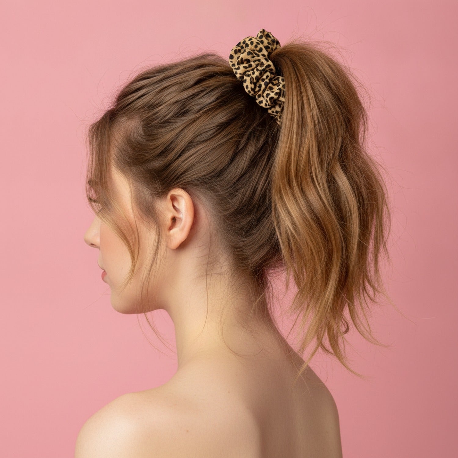 Leopard Print Velvet Hair Scrunchie