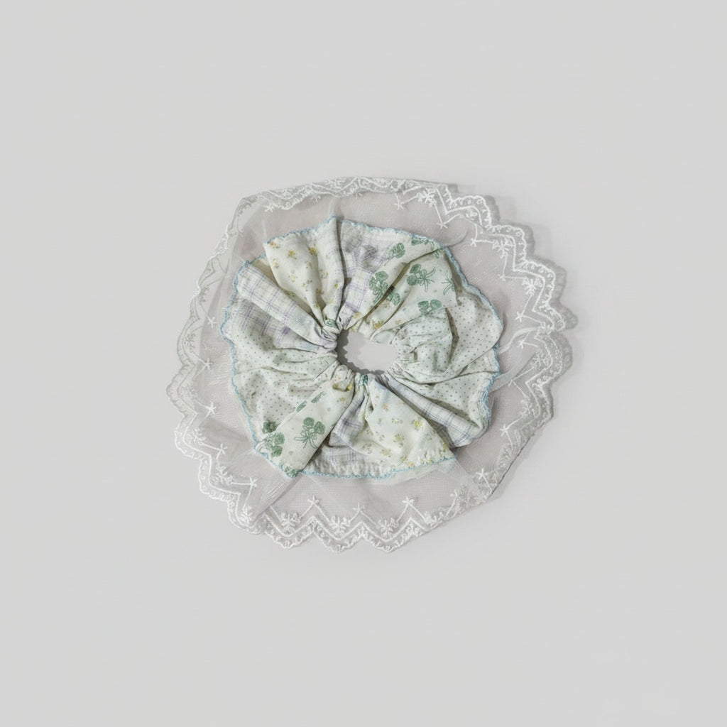 Lace Floral Scrunchie With Bow Detail