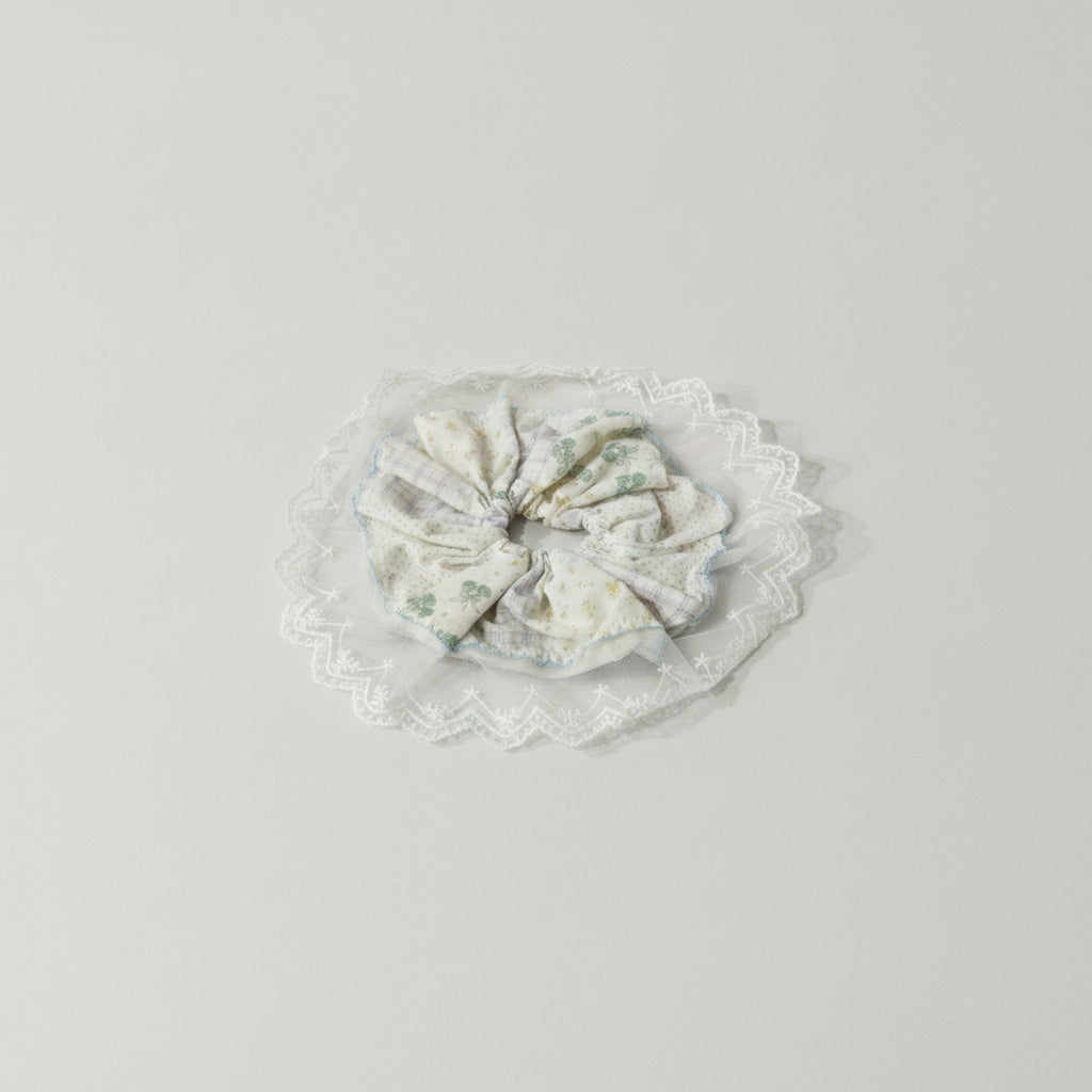 Lace Floral Scrunchie With Bow Detail – hair accessories (view 1)