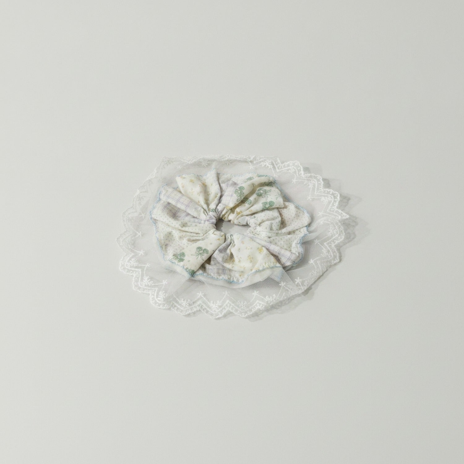 Lace Floral Scrunchie With Bow Detail