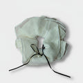 Cream Linen Scrunchie With Black Pearl Bow