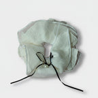 Cream Linen Scrunchie With Black Pearl Bow