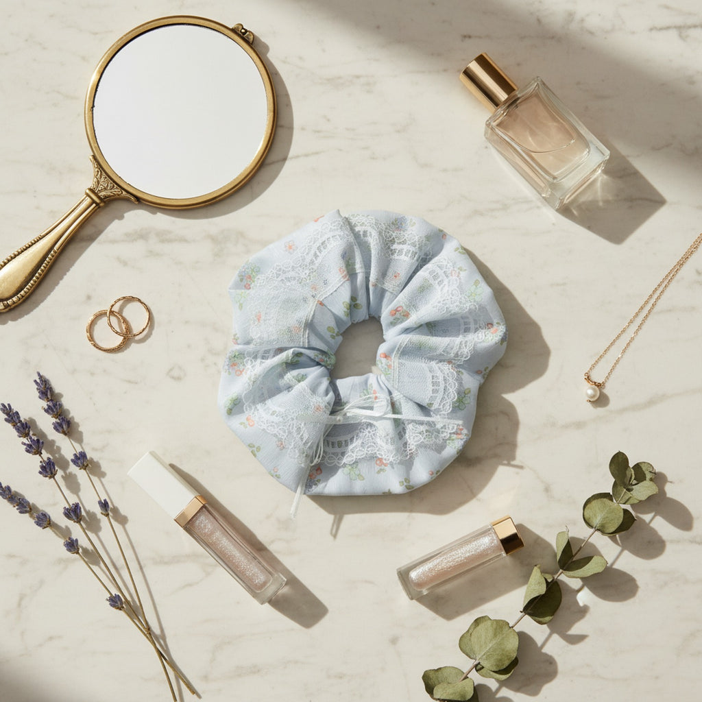 Lace Floral Scrunchie Hair Tie – hair accessories (view 3)
