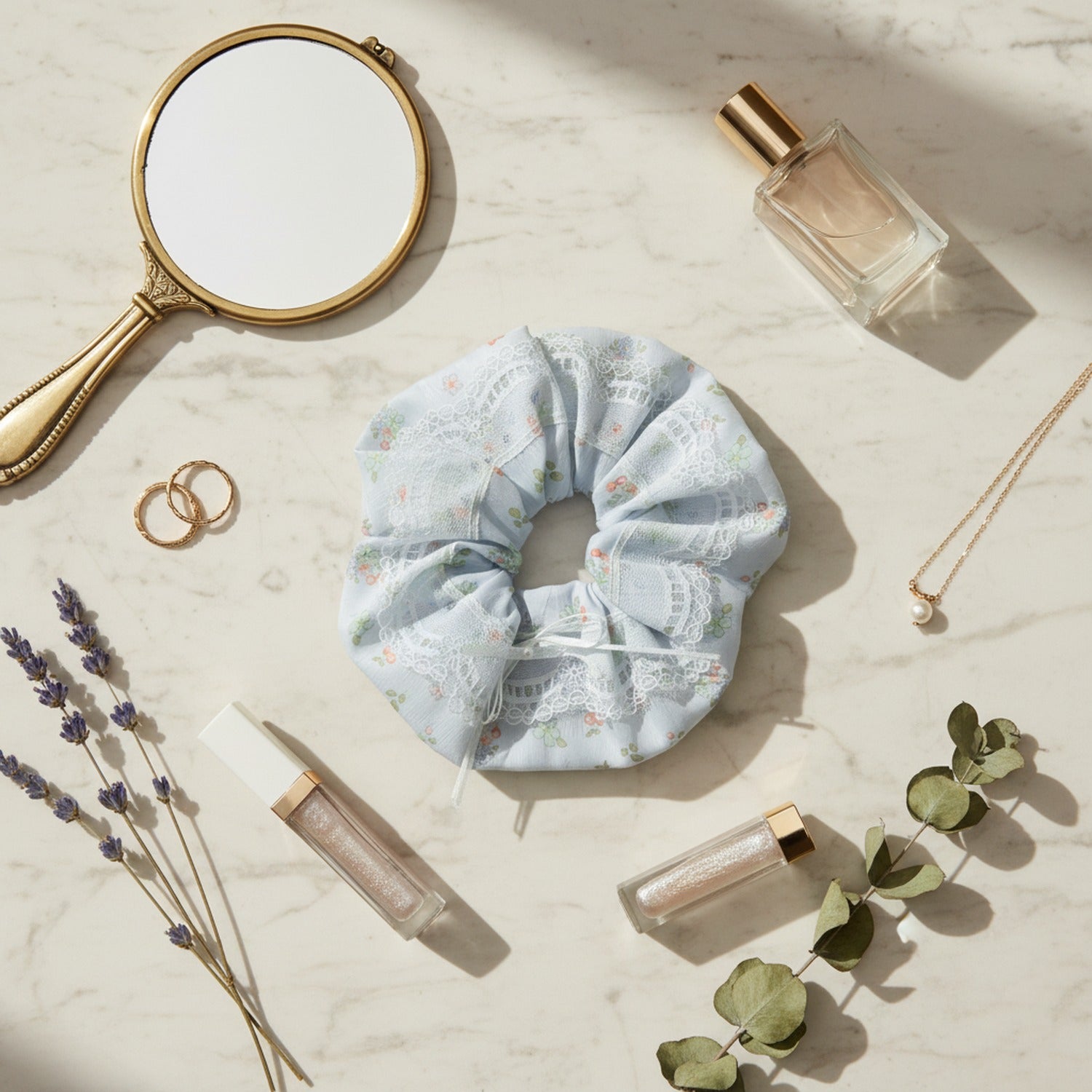 Lace Floral Scrunchie Hair Tie – hair accessories (view 3)