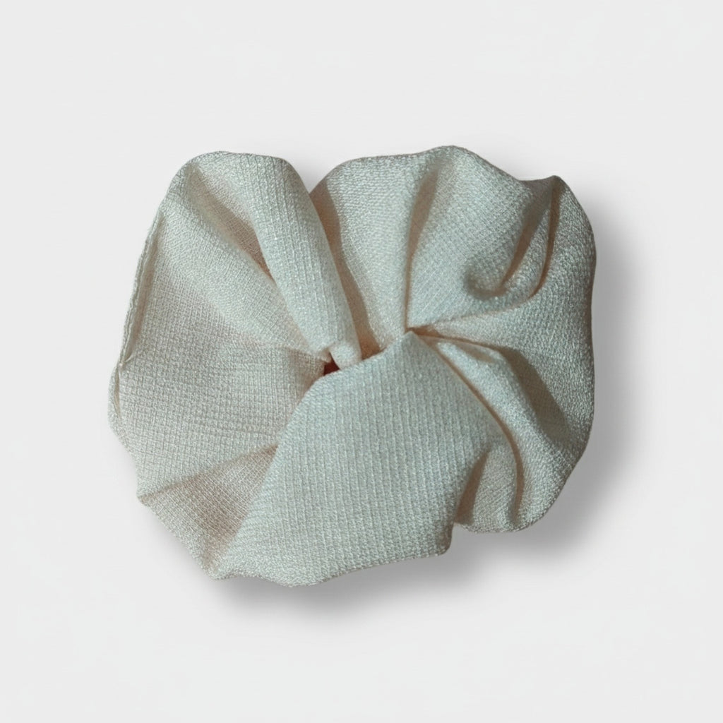 Textured Cream Knit Hair Scrunchie