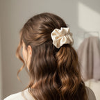 Textured Cream Knit Hair Scrunchie