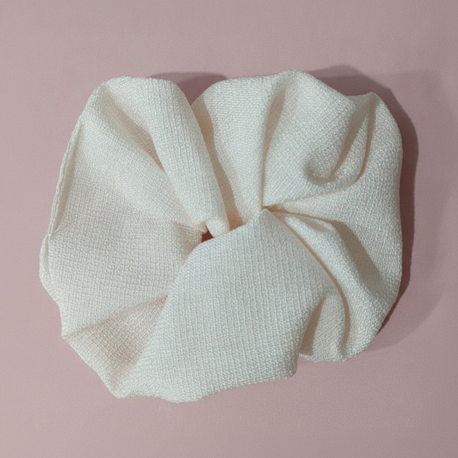 Textured Cream Knit Hair Scrunchie